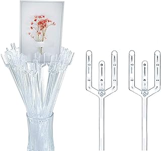 BEADNOVA Floral Card Holder Picks 50pcs 12inch Flower Pick Plastic Floral Pick Holder for Card Photos Wedding Birthday Party Decoration (Fork Shape Head)