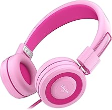 ELECDER i37 Kids Headphones Children Girls Boys Teens Foldable Adjustable On Ear Headphones 3.5mm Jack Compatible Cellphones Computer MP3/4 Kindle School Tablet Rose/Pink