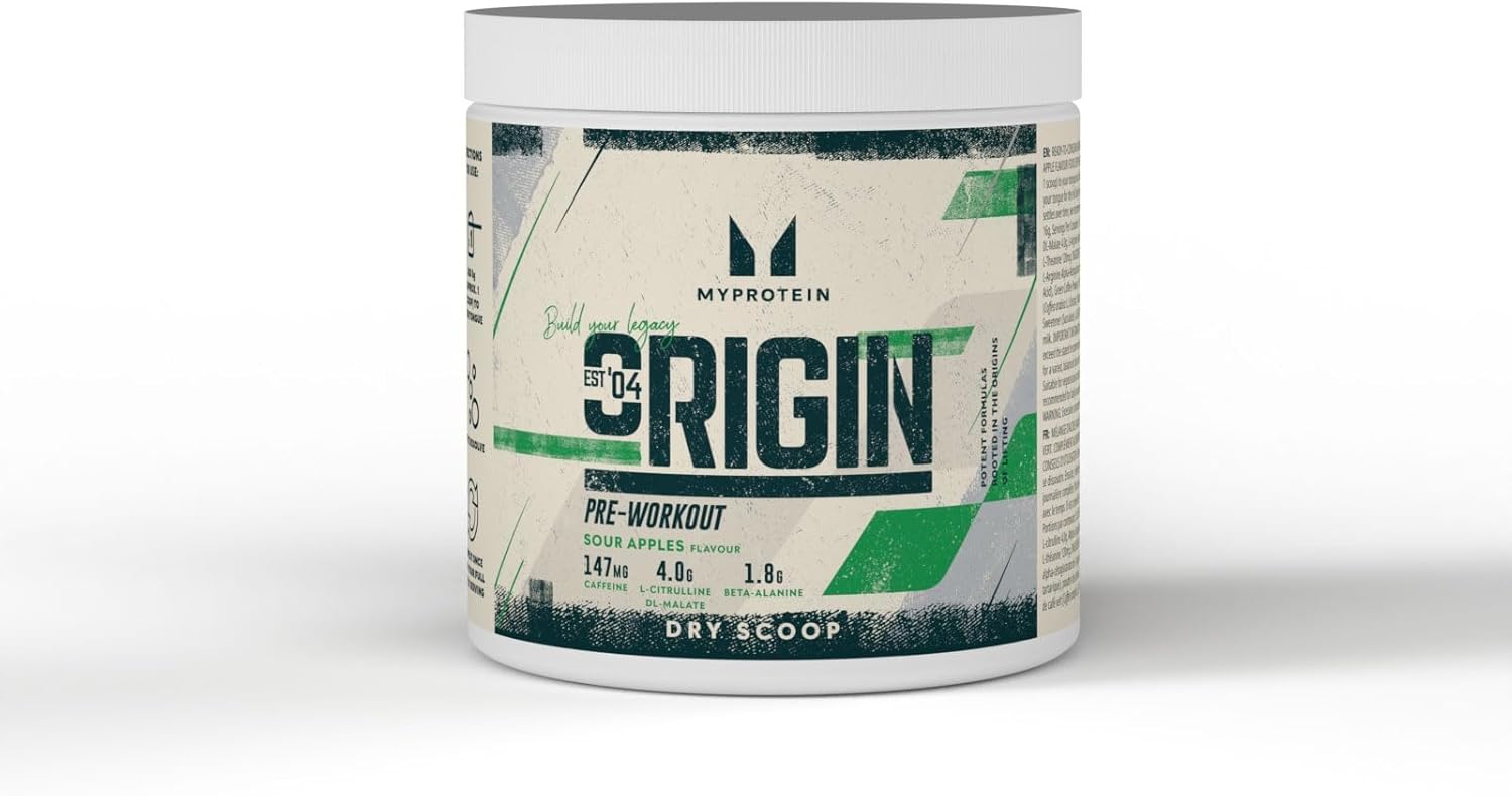 Myprotein Origin Pre-Workout Dry Scoop - Sour Apples, Energy Booster for Fitness, Exercise, and Pre-Workout Protein Shakes, No Water, No Mixing