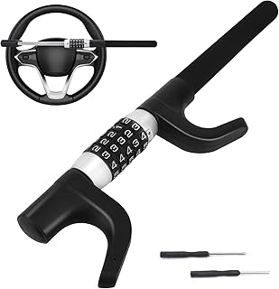 TIPHOPE Car Steering Lock Anti-Theft,Keyless Password High Security Wheel Lock Heavy Duty Adjustable Length Vehicle Locks Protective Universal Wheel Lock Compatible with Car Truck SUV-1 Year Warranty