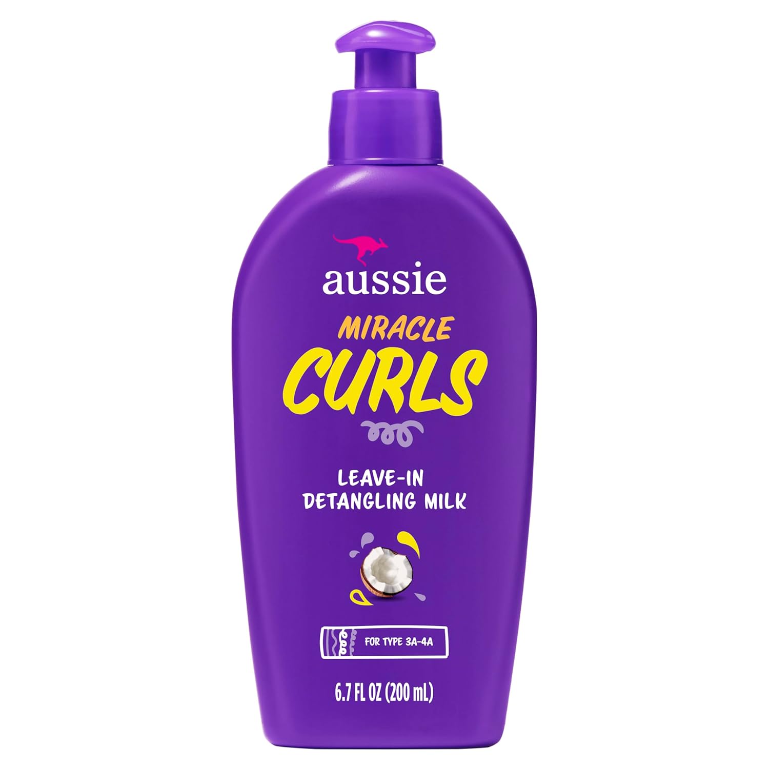 Aussie Miracle Curls with Coconut Oil, Paraben Free Detangling Milk Treatment, 6.7 fl oz