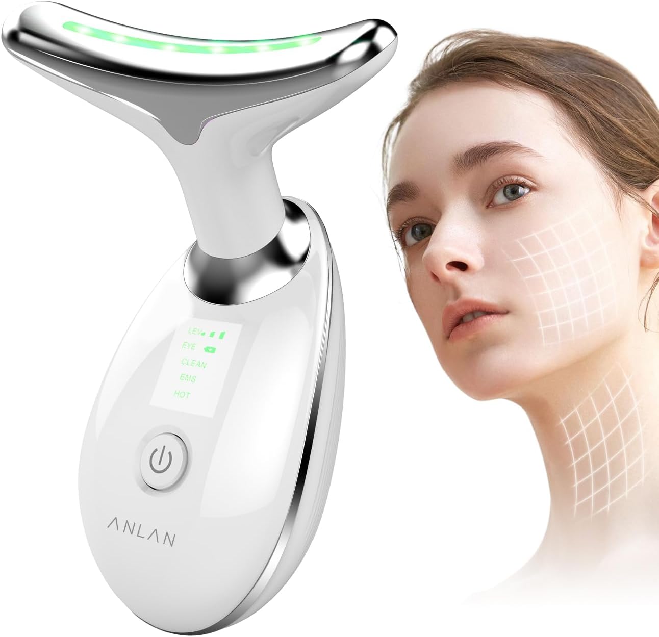 ANLAN Face Massager, Anti-Wrinkle Face Device with 3 Modes 45°C for SkinTightening & Neck Lifting EMS Massage Face Toning Firming for Women