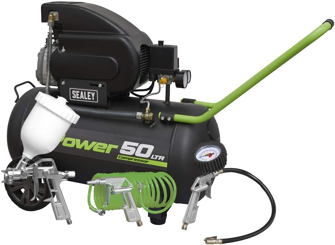 Sealey SAC5020EPK Compressor 50ltr Direct Drive 2hp with 4pc Air Accessory Kit