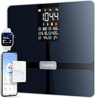 RENPHO Smart Scale with BMI, Body Fat, Muscle Mass, Bluetooth Scale for Body Weight, FSA HSA Store Eligible, 13 Metrics with Large VA Display, Support App Connection, Black, Elis 2X