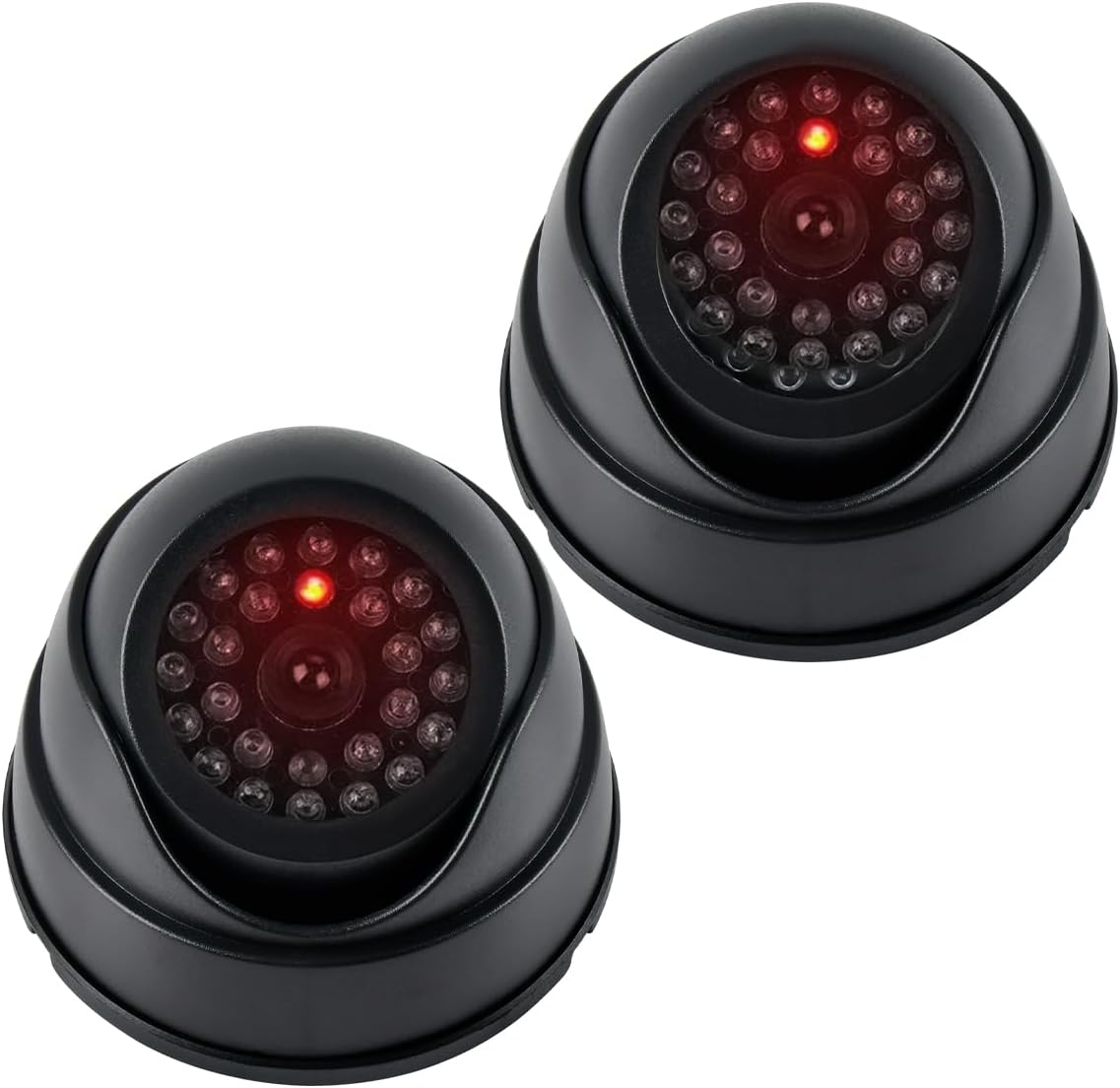 Dummy Cameras Fake CCTV 2PCS, Dome Dummy Fake Security CCTV Camera Simulation Monitor with Flashing LED Light, Dummy CCTV Camera Outdoor Indoor, Dummy Fake Camera Waterproof with 2 CCTV Signs + Screws