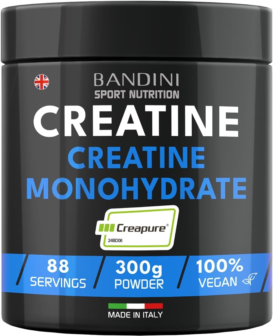 Bandini® Creatine CREAPURE® Pure Powder Monohydrate - 300g for 88 Servings - 100% Vegan - Pure and Clean Creapure Supplement for Sport, Gym, Strength & Pre Workout - No fillers - for ATP and Recovery