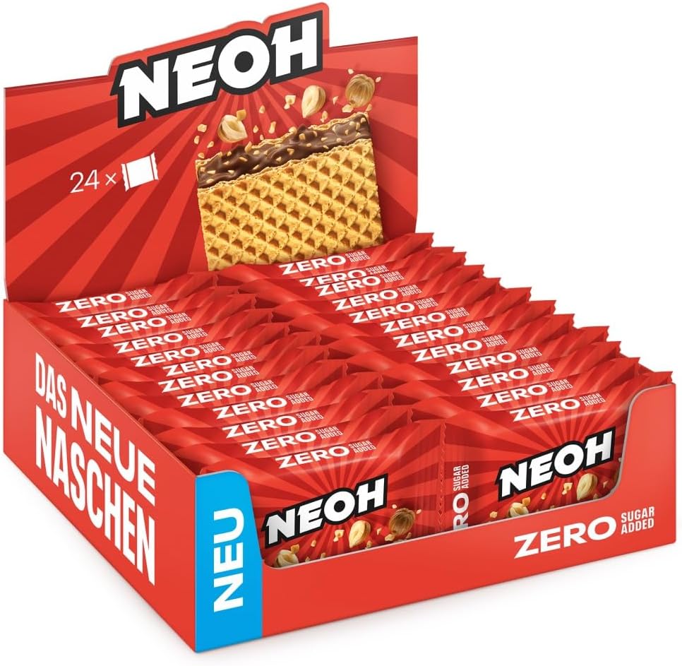 NEOH Hazelnut Crunch Wafers | 1g Sugar, 95 kcal, 21g | Keto-Friendly, Low-Carb, High-Fibre | The New Alternative to Traditional Sweets | 24 Pack