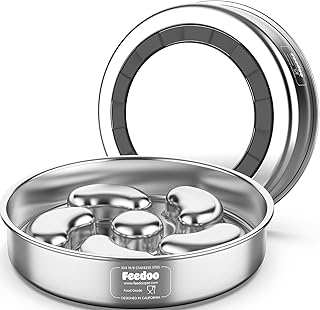 Slow Feeder Dog Bowl, Double-Layer Food-Grade Stainless Steel, Heavy Duty with Non-Slip Rubber Base, 2Cups Capacity for Small and Medium Dogs to Slow Down Eating
