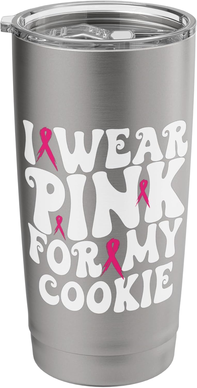 I Wear Pink for My Cookie Breast Cancer Awareness Kids Stainless Steel Insulated Tumbler