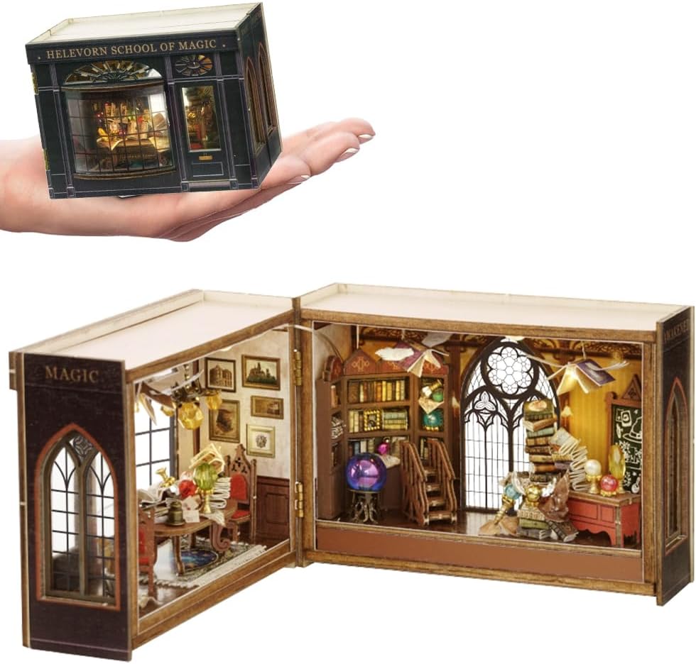 TOPBSFARNY DIY Miniature Wooden Dollhouse Kit, 3D Furniture and Room Model Can Opens Doors, Creativity Gift Idea for Valentine's Day, Birthday (Magical Fate)