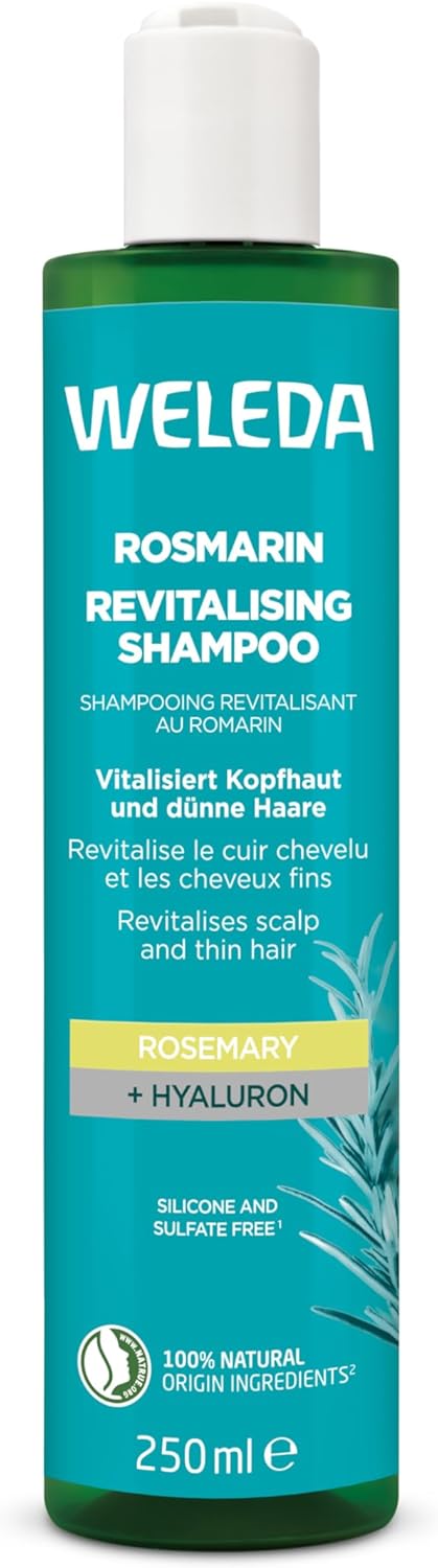 Weleda Rosemary Oil Revitalising Shampoo, with Hyaluronic Acid, Hair Growth, Thinning Hair, Hair Loss, Silicon & Sulfate Free, Healthy Scalp, Women & Men, Natural & Organic, 250ml