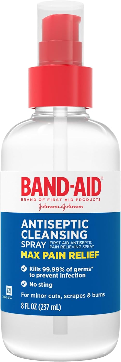 Band-Aid Brand Pain Relieving Antiseptic Cleansing Spray, Pramoxine HCl, 8 fl. Oz