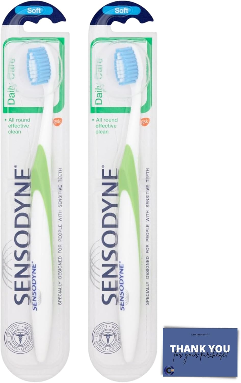 Sensodyne Daily Care Soft Toothbrush Bundle - Gentle Care for Sensitive Teeth & Gums (2 Packs)