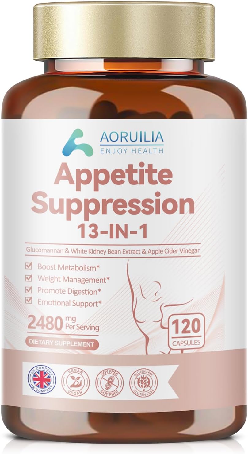Appetite Suppressants for Women, 13 in 1 Fat Burner 2480mg Natural Formula with White Kidney Bean Extract, Glucomannan, Apple Cider Vinegar, Vitamins B6 & B12, Green Tea Extract, 120 Capsules