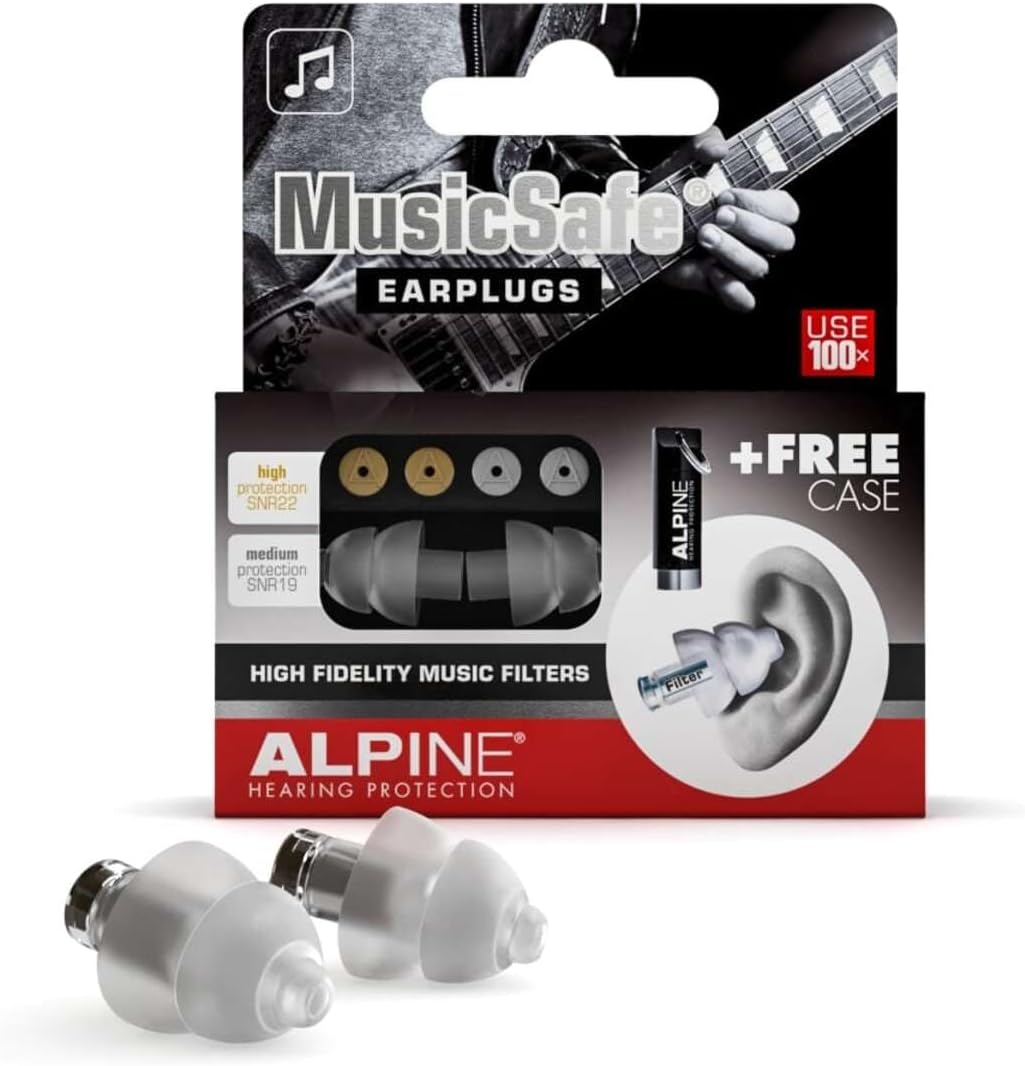 Alpine MusicSafe Ear Plugs Hearing Protection for Musicians - 2 Filter Sets and Accessories to Enhance Your Music-Making Experience - Hypoallergenic and Reusable earplugs