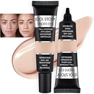 Kaely 2Pcs under Eye Concealer Full Coverage,Waterproof Concealer for Dark Circles,Puffiness,Redness,Cream Foundation Eye Brightener,Color corrector de ojeras,Anti Aging,Natural Matte Finish,Medium