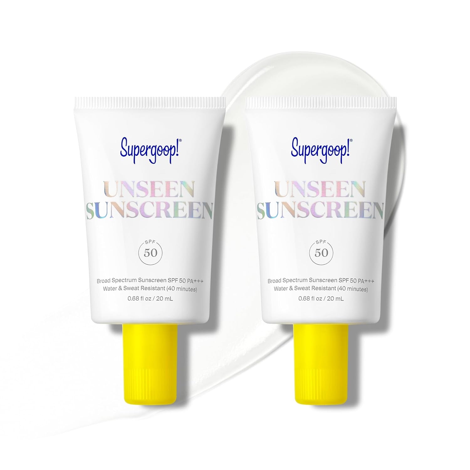 Supergoop! Unseen Sunscreen SPF 50 Invisible Sun Protection for Face - Broad Spectrum Face Sunscreen + Makeup-Gripping Primer - Weightless, Scentless, Oil Free - All Skin Types - 0.68 fl oz, 2 Pack