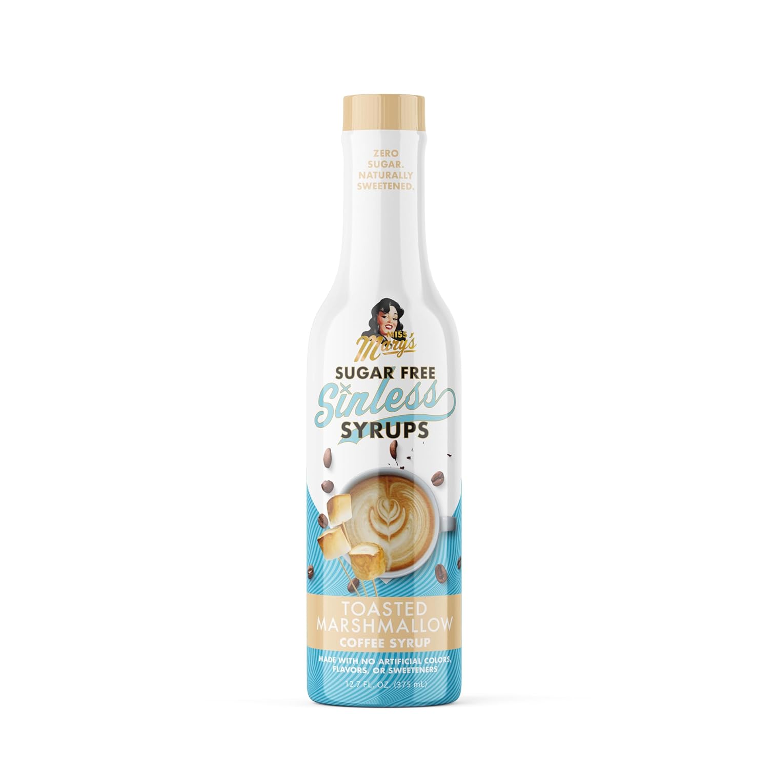 Sugar Free Toasted Marshmallow Sinless Syrup - Stevia Based, No Sugar Alcohols or Sucralose, No Artificial Sweeteners, Natural Ingredients, Coffee Tea Cocoa Dessert, Keto Friendly, 1 Pack