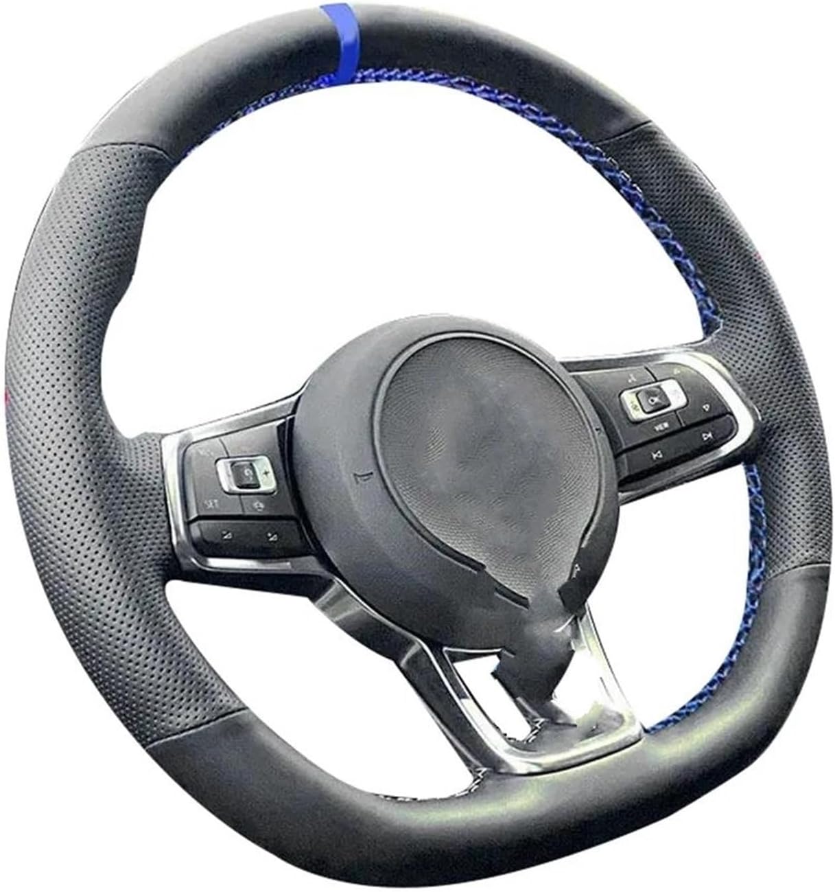 Car Steering Wheel Cover Wrap Customized Anti-Slip Artificial Leather Car Steering Wheel Braid Cover For VW For Golf 7 For GTI For Golf R For MK7 For Passat B8 For Polo(Gray)