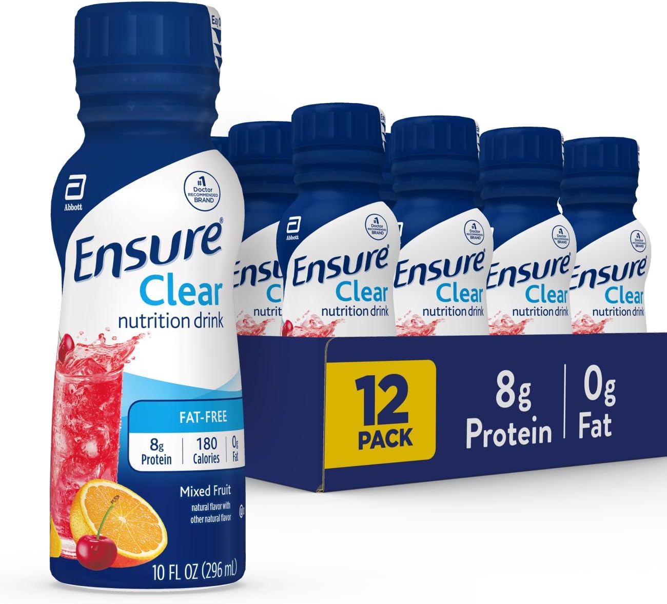 Ensure Clear Mixed Fruit Nutritional Drink | 8g Protein, 15 Vitamins & Minerals | Ready-to-Drink | Refreshing Taste | 10 fl oz -12 Pack