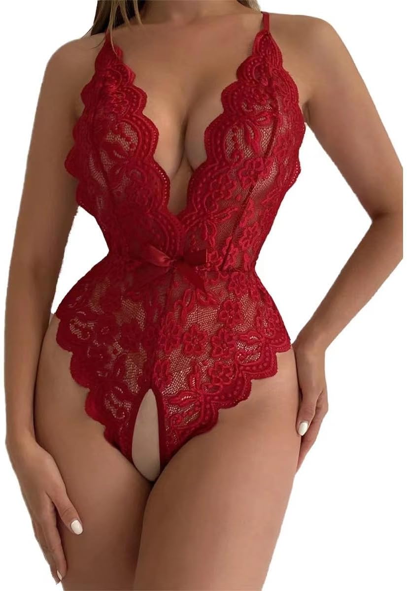 Risipu Sexy Lace Teddy Lingerie - Women's One Piece Lingerie - Date Night, Anniversary,Christmas and Valentine's Day Options for Women of All Shapes and Sizes
