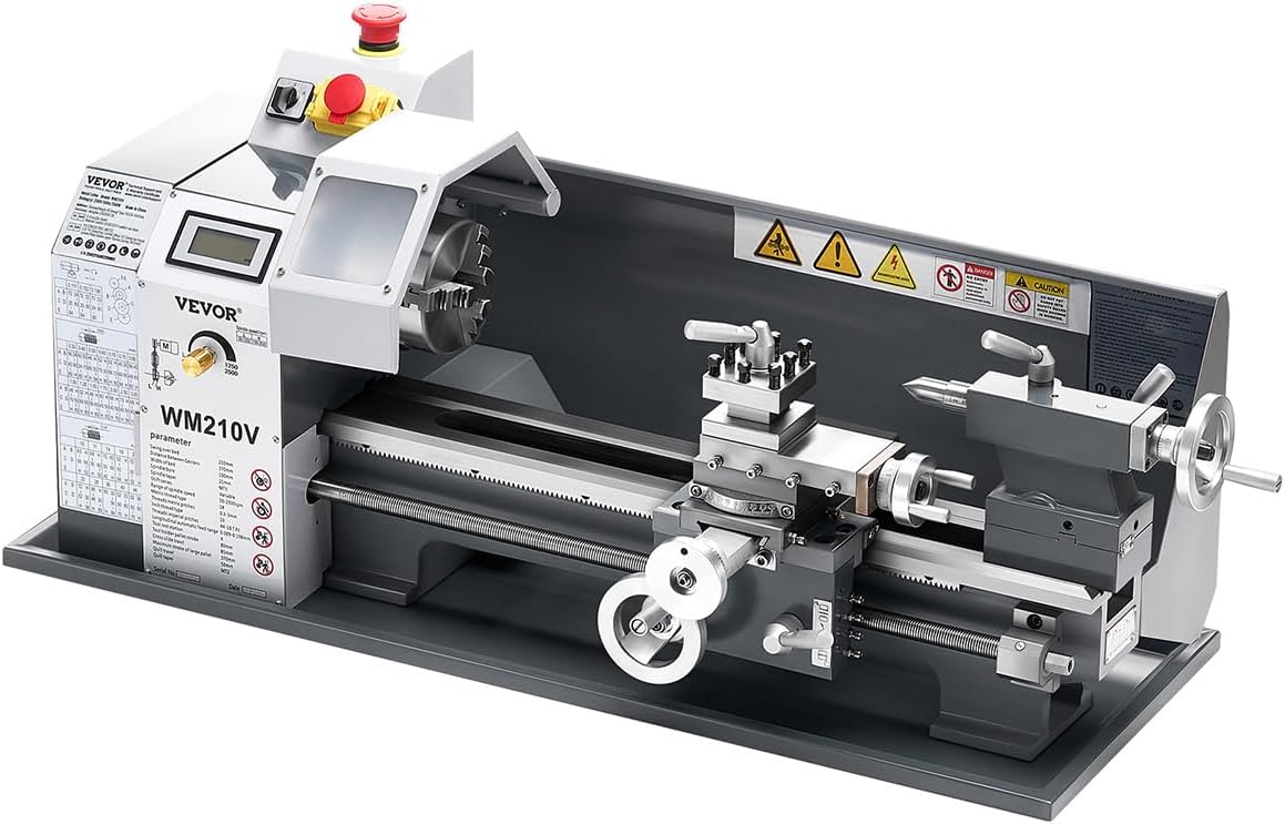 VEVOR High-quality Metal Lathe, 8 x 16 in, 550W Benchtop Lathe Machine, 0-2500 RPM Variable Speed, with 0.0003 in Spindle Accuracy Metal Gear, for Precision Parts Thread Soft Metals Wood