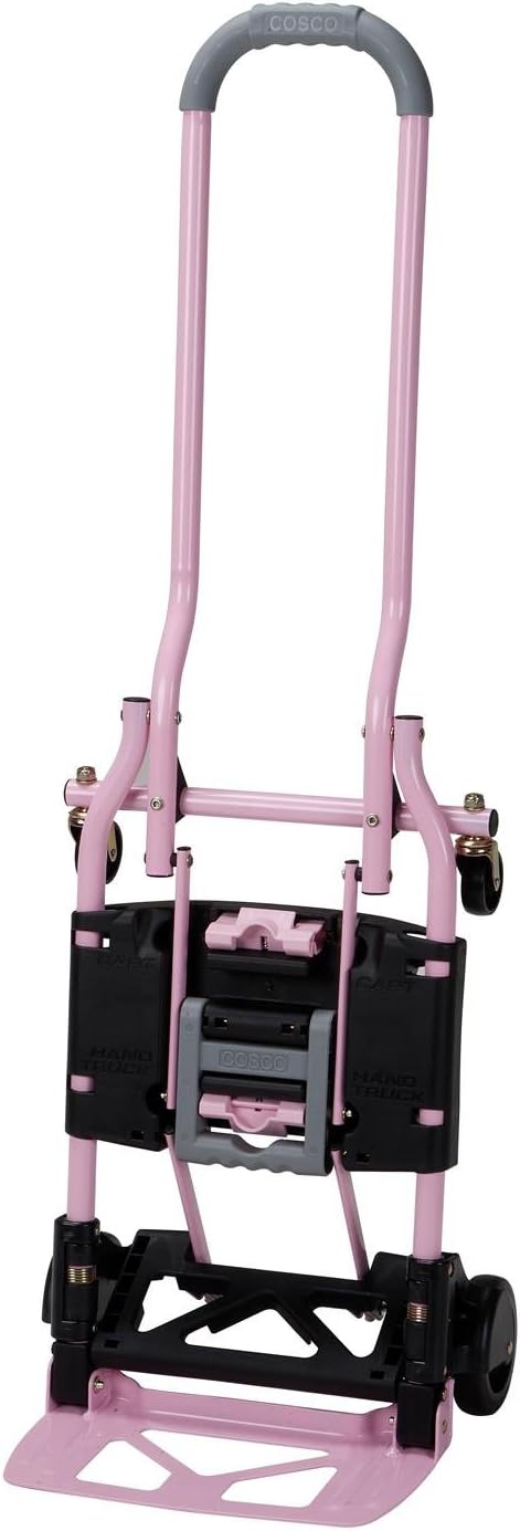 Cosco 12222PNG1E Shifter Multi-Position Heavy Duty Folding Hand Truck and Dolly, Pink, Pack of 1