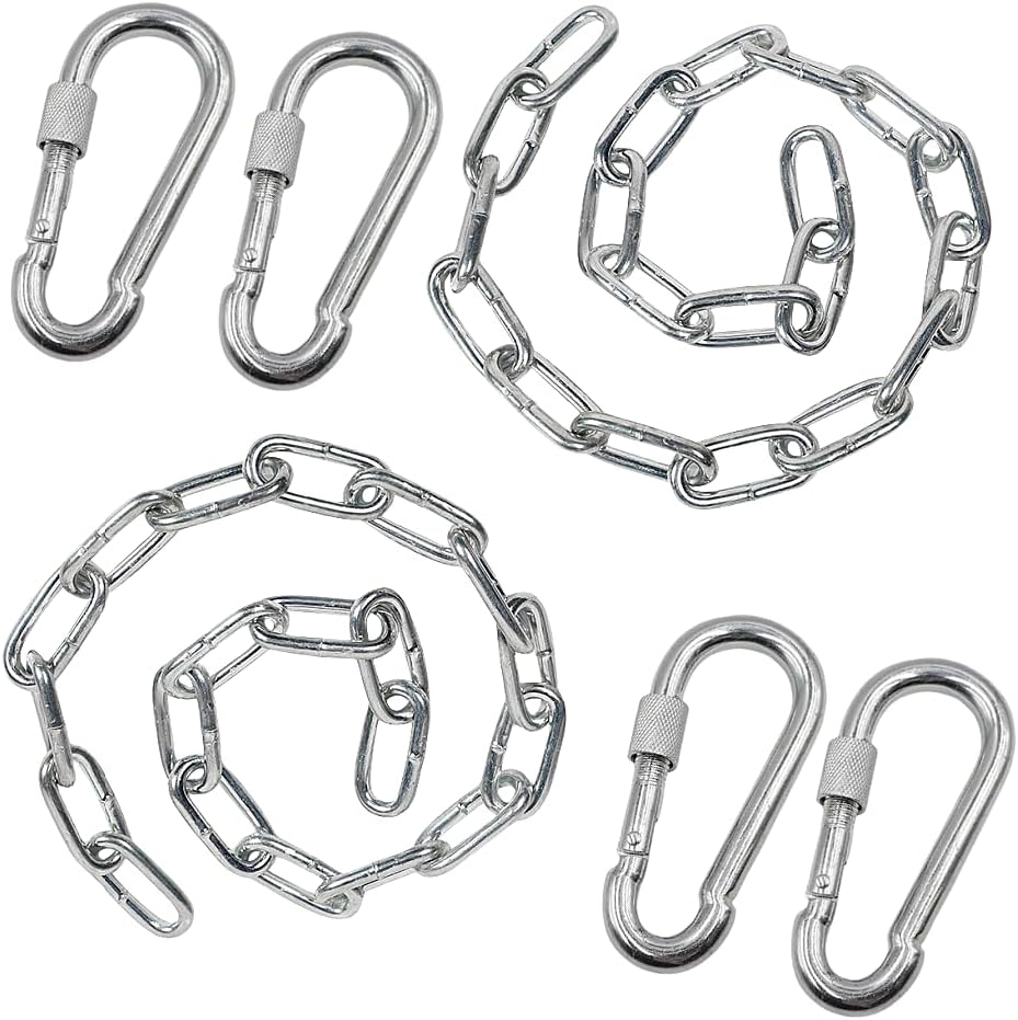 Heavy Gate Chain Lock,Stainless Steel Gate Latches Link Lock with 2 Quick Locking Carabiner Clip Hooks for Livestock Horse Goat Cows Stall,Outdoor Fence Gate,Barn