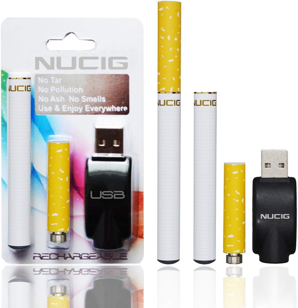 E Cigarette Ecig NUCIG UK Brand Premium Starter Kit | Without Nicotine | Without Tobacco (Natural | Orange Tip)