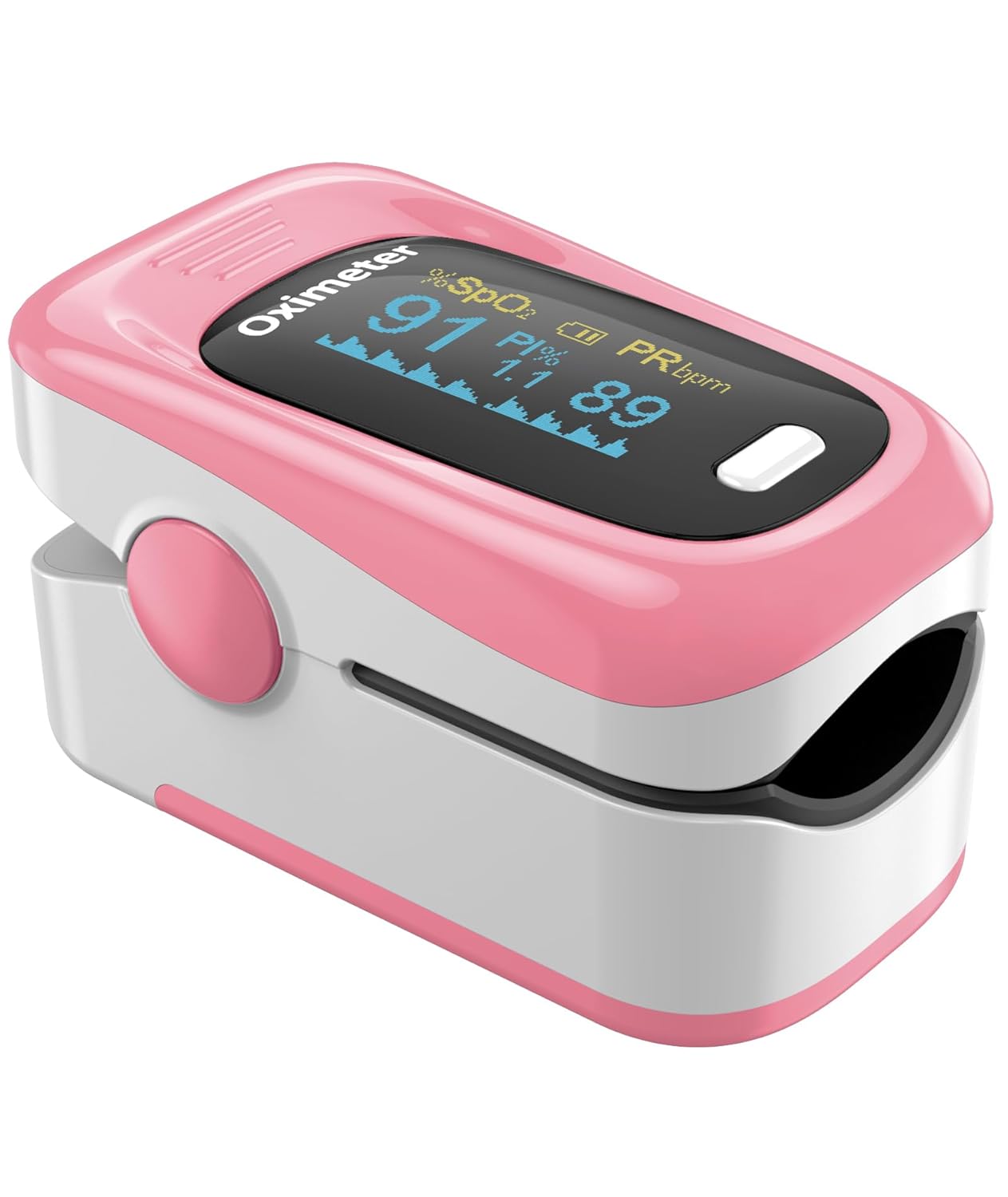 Fingertip Pulse Oximeter with Fast & High-precision SpO2 Measurement, Blood Oxygen Saturation & Pulse Rate Monitoring, Rotatable OLED Screen with Large Fonts (Pink)