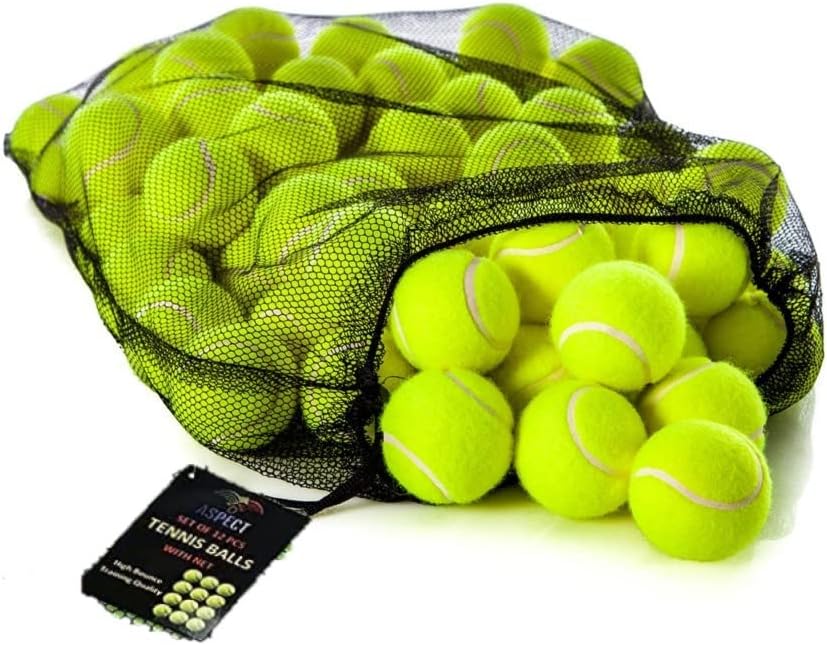 Aspect Practice Tennis Balls, Pressure less Training Exercise Tennis Balls with Easy Transport bag, Soft Rubber Tennis Balls Perfect for Beginners Training Lessons Pet Dog Playing Balls