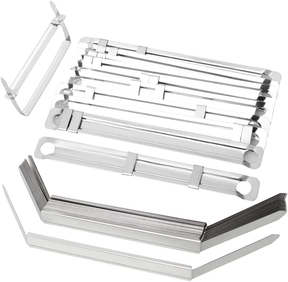100 Packs File Strip Fasteners, 80mm Acco Paper Fastener Stainless Steel Office Filing Clip