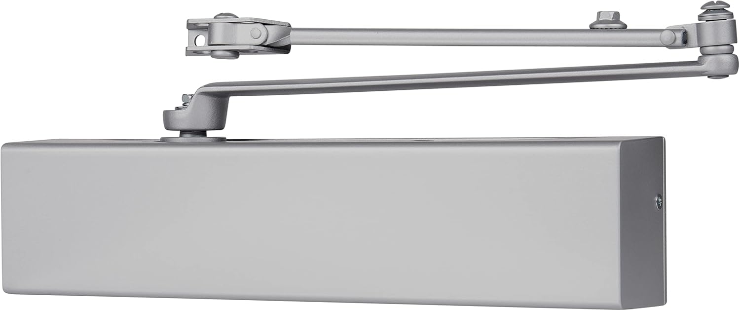 BRINKS Commercial - Heavy Duty All-in-One Commercial Door Closer, Aluminum Finish - Adjustable from Size 1 to Size 5 with a 180-Degree Opening Range