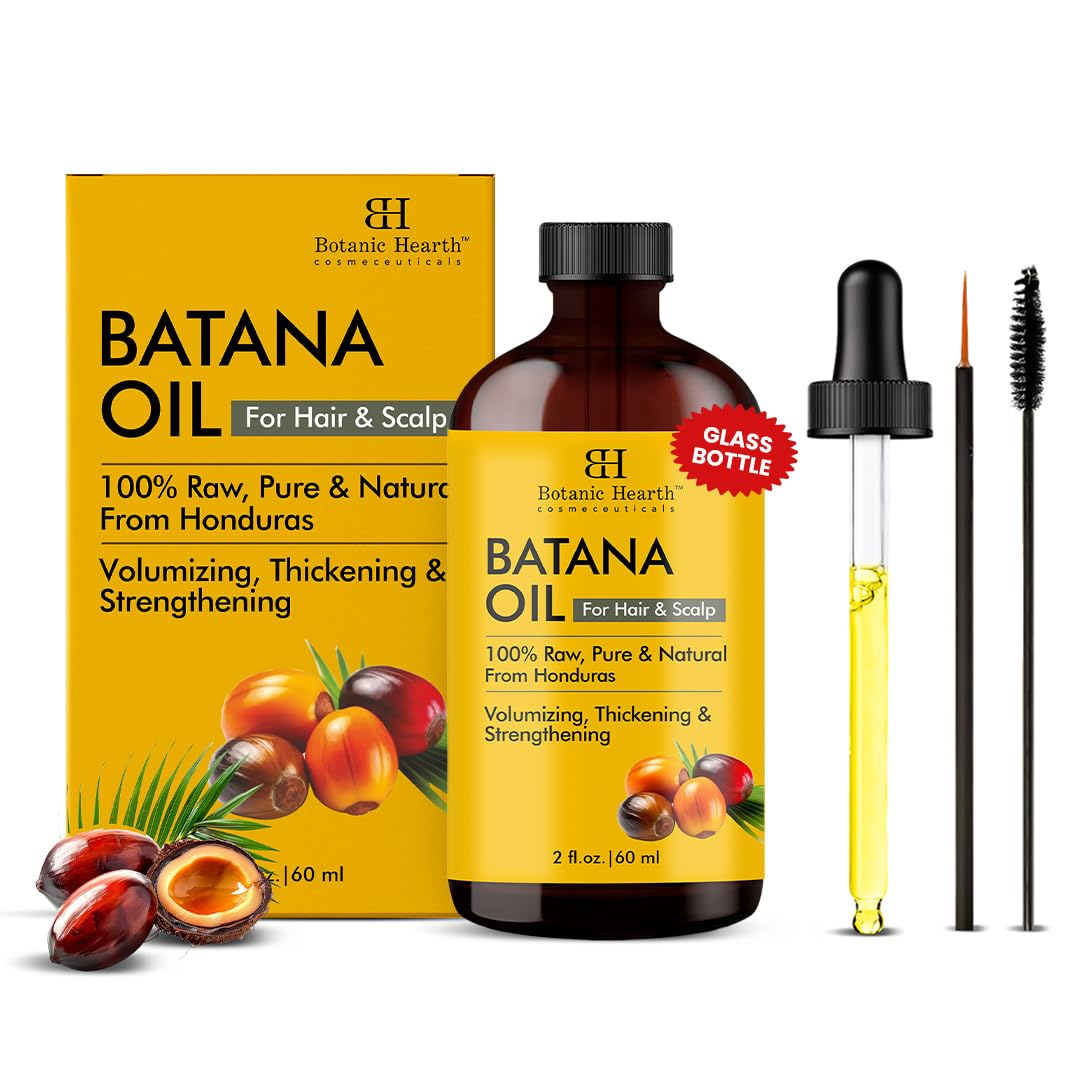 Dr Sebi Batana Oil for Hair Growth- Weightless(Glass bottle 2 fl oz) | 100% Pure & Unrefined Oils from Honduras, Lightweight Summer Hair Oil for Strengthening & Volumizing by Botanic Hearth
