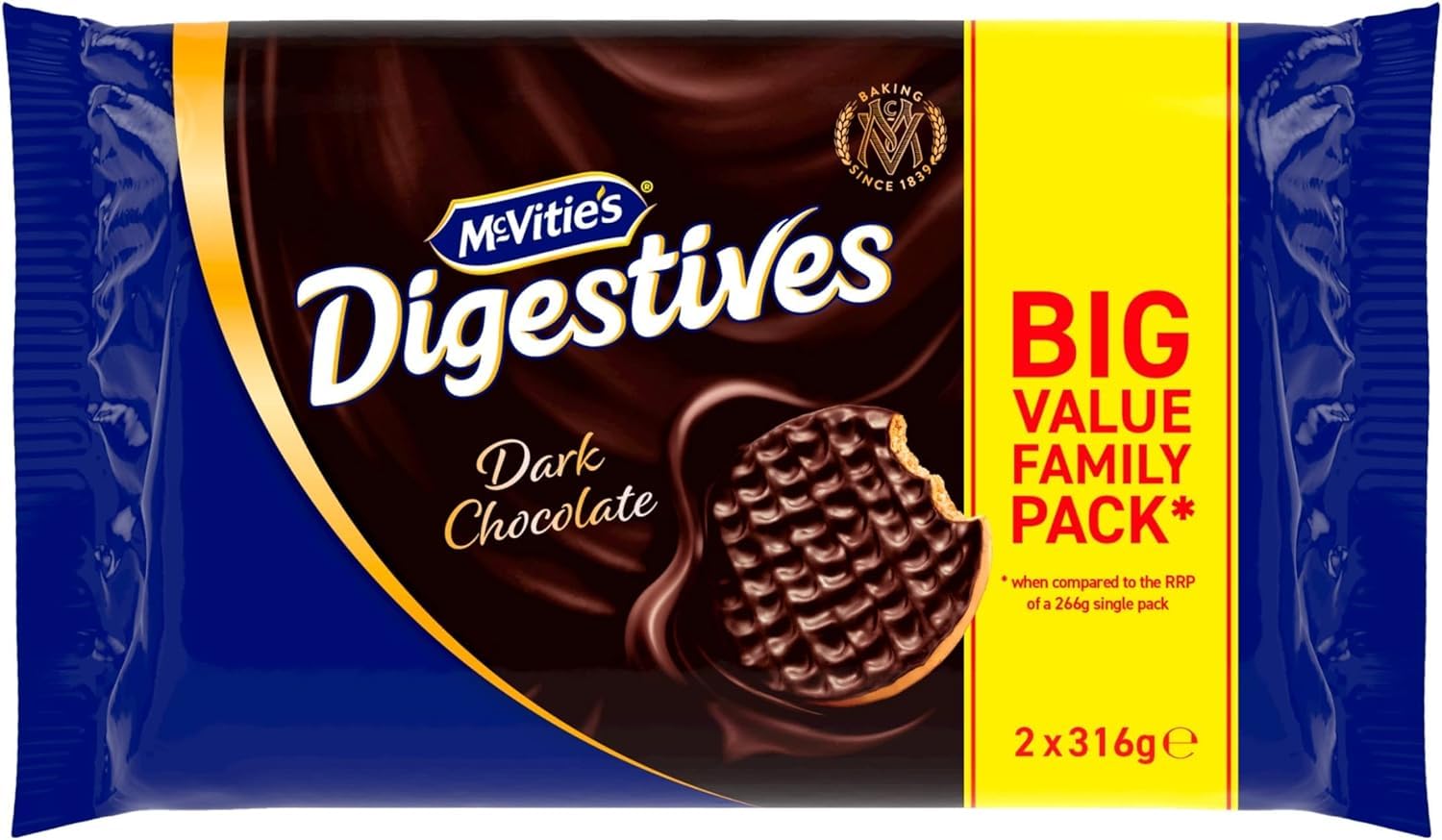 McVities Dark Chocolate Digestives Twin Pack (Pack of 1)