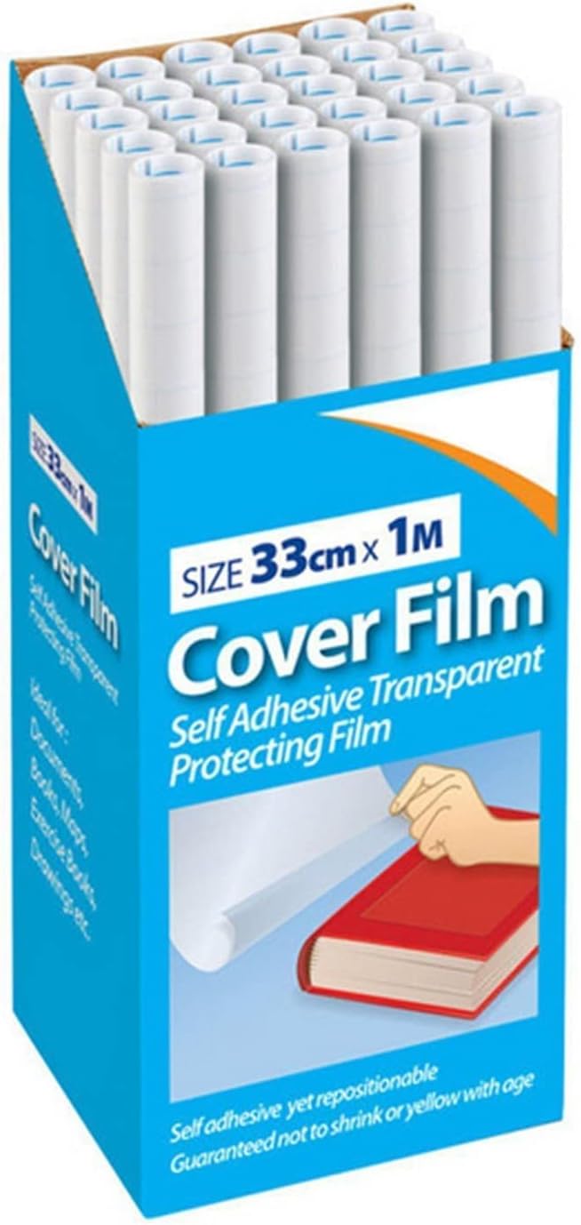 1ABOVE Quality ROLL of Clear Sticky Back Plastic Book Cover (33CM X 1M)
