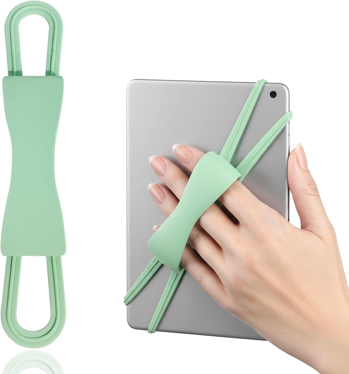 Comfortable Hand Strap Holder – Compatible with 4.7-8" Kindle Paperwhite/Oasis/Kobo, E-Books/Tablets, Ergonomic Anti-Slip Grip for Bed Reading (Green)