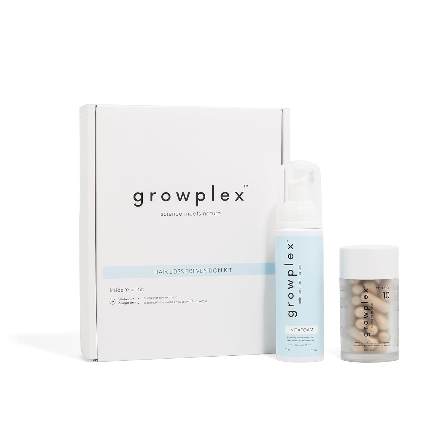 Growplex Hair Growth Support Bundle – Vitafoam Scalp Care Foam + Complex10 Hair Supplement, Helps Support Fuller, Thicker-Looking Hair, Biotin & Zinc, Daily Use