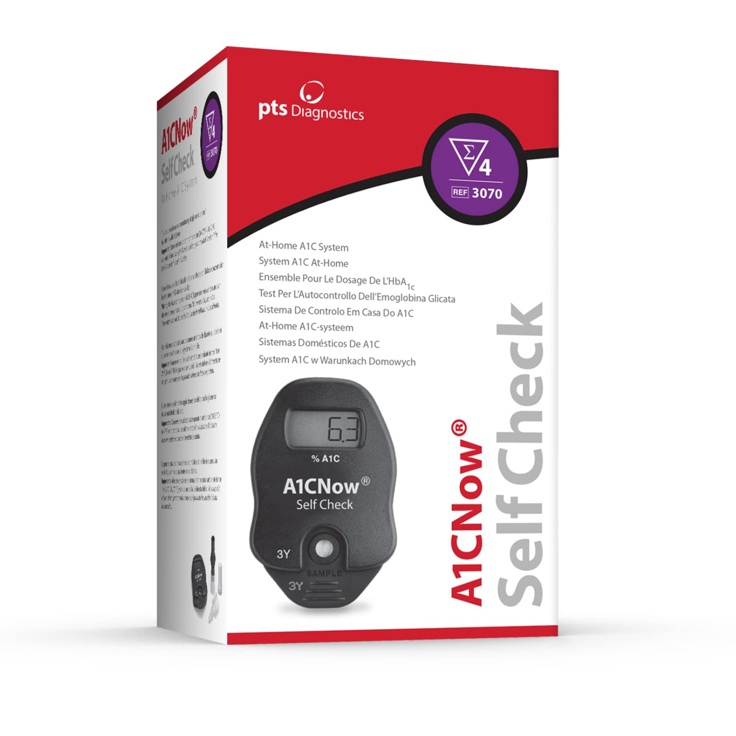 A1CNow SelfCheck, A1C Home Test, Includes Analyzer and 4 Tests, Displays Results in 5 Minutes, For Monitoring Glycemic Control in People with Diabetes, Fingerstick Sample