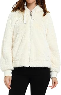 Bellivera Women's Faux Fur Coat Shearling Fluffy Fuzzy Shaggy Hood Sherpa-Lined Fleece Jacket