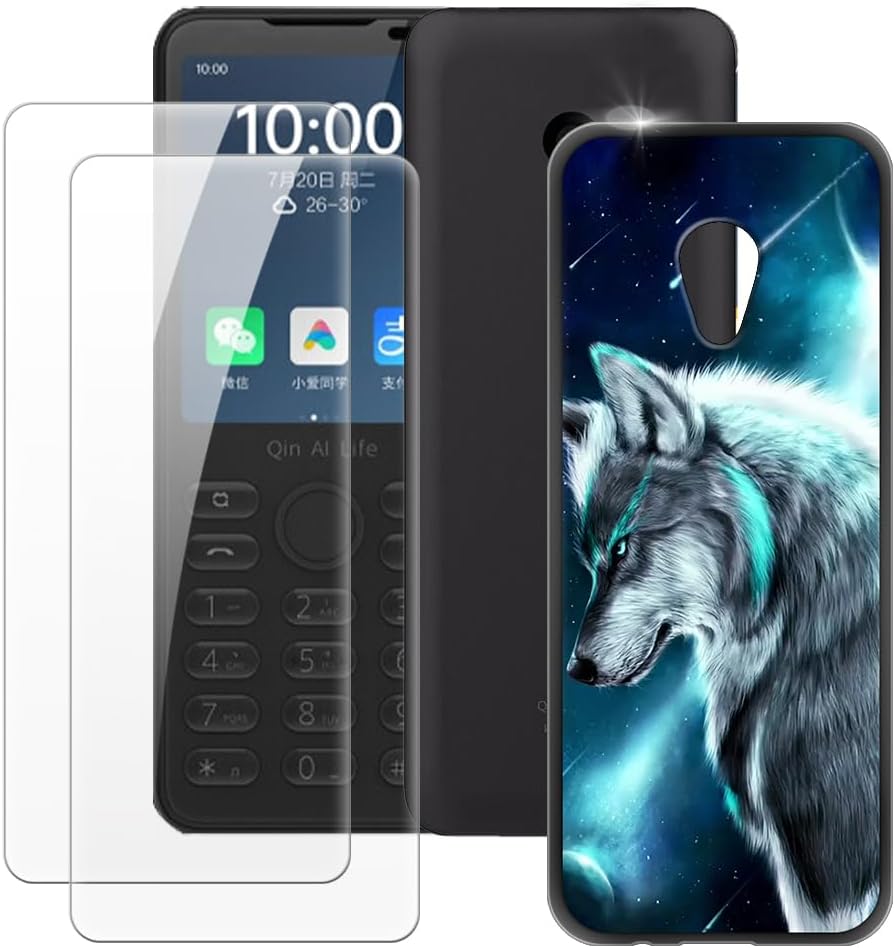 MILEGAO Xiaomi Qin F21 Pro Camera version Case + 2PCS Screen Protector Tempered Glass, Ultra Thin Bumper Shockproof Soft TPU Silicone Cover for Xiaomi Qin F21 Pro Camera version (2.8”)