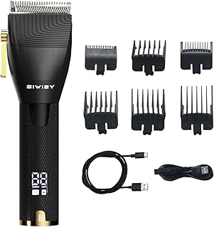 Hair Clippers for Men, Beard Trimmer, Professional Barber Clippers with LCD Display, 6 Guide Combs, Dual Port Charging Clippers for Men Rechargeable Clippers for Hair Cutting
