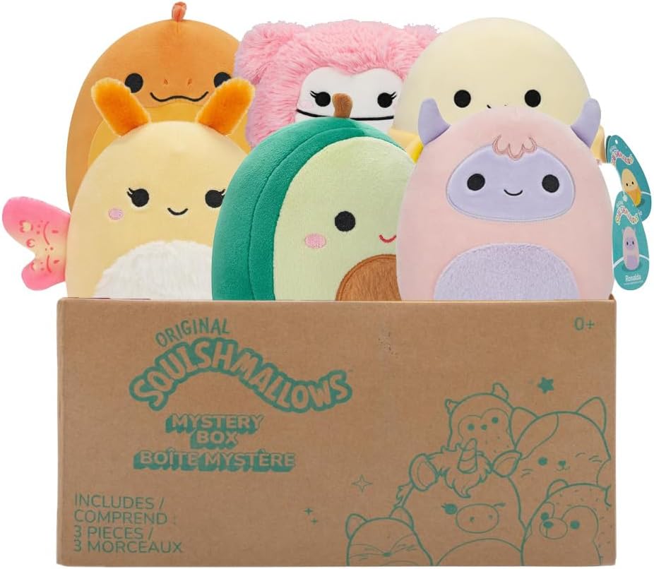 Squishmallows Original Mystery Box 5-Inch Plush 6 Pack Styles Will Vary in Surprise Box That Includes Six 5" Plush