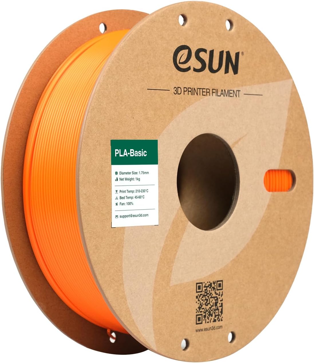 eSUN PLA Basic Filament 1.75mm, 3D Printer Filament High Speed PLA for Fast Printing, 1KG Spool (2.2 LBS) 3D Printing Filament for High Speed 3D Printers, Orange