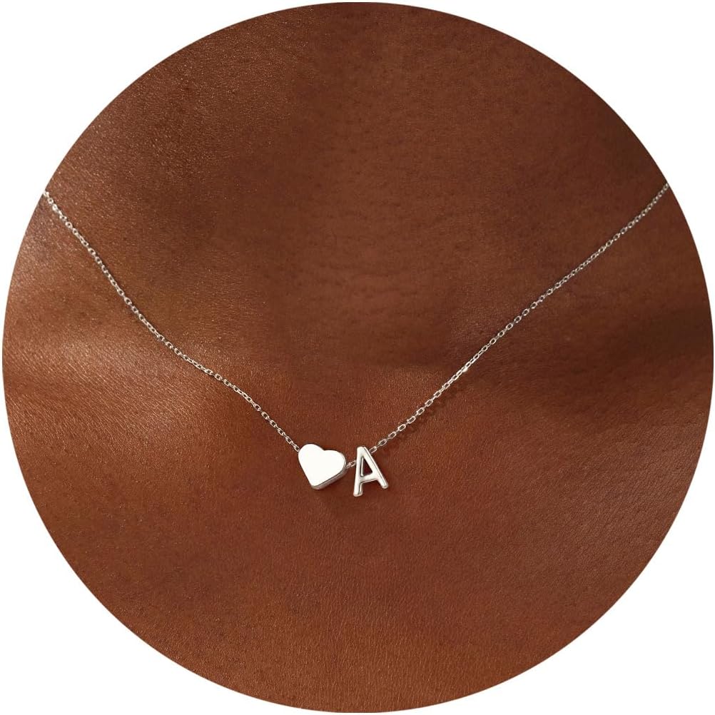 Turandoss Heart Initial Necklace for Women Teen Girls - 18K Gold Plated Letter A-Z Pendant Necklace Dainty Heart Necklaces Tiny Initial Necklaces Birthday Gifts for Women Jewelry