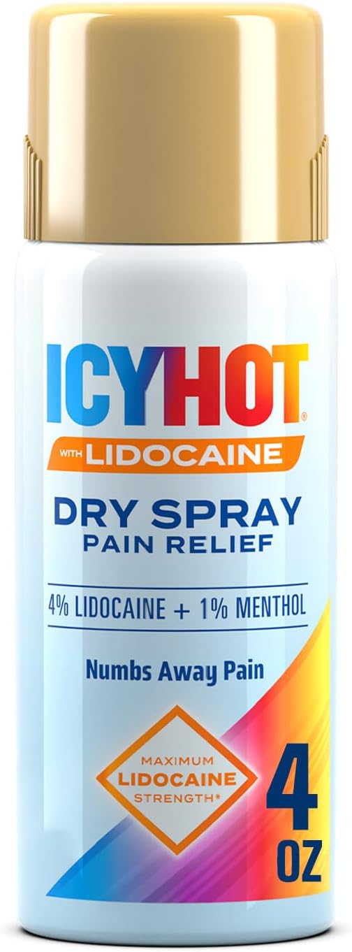 Icy Hot Lidocaine Pain Relief Dry Spray, 4 oz.