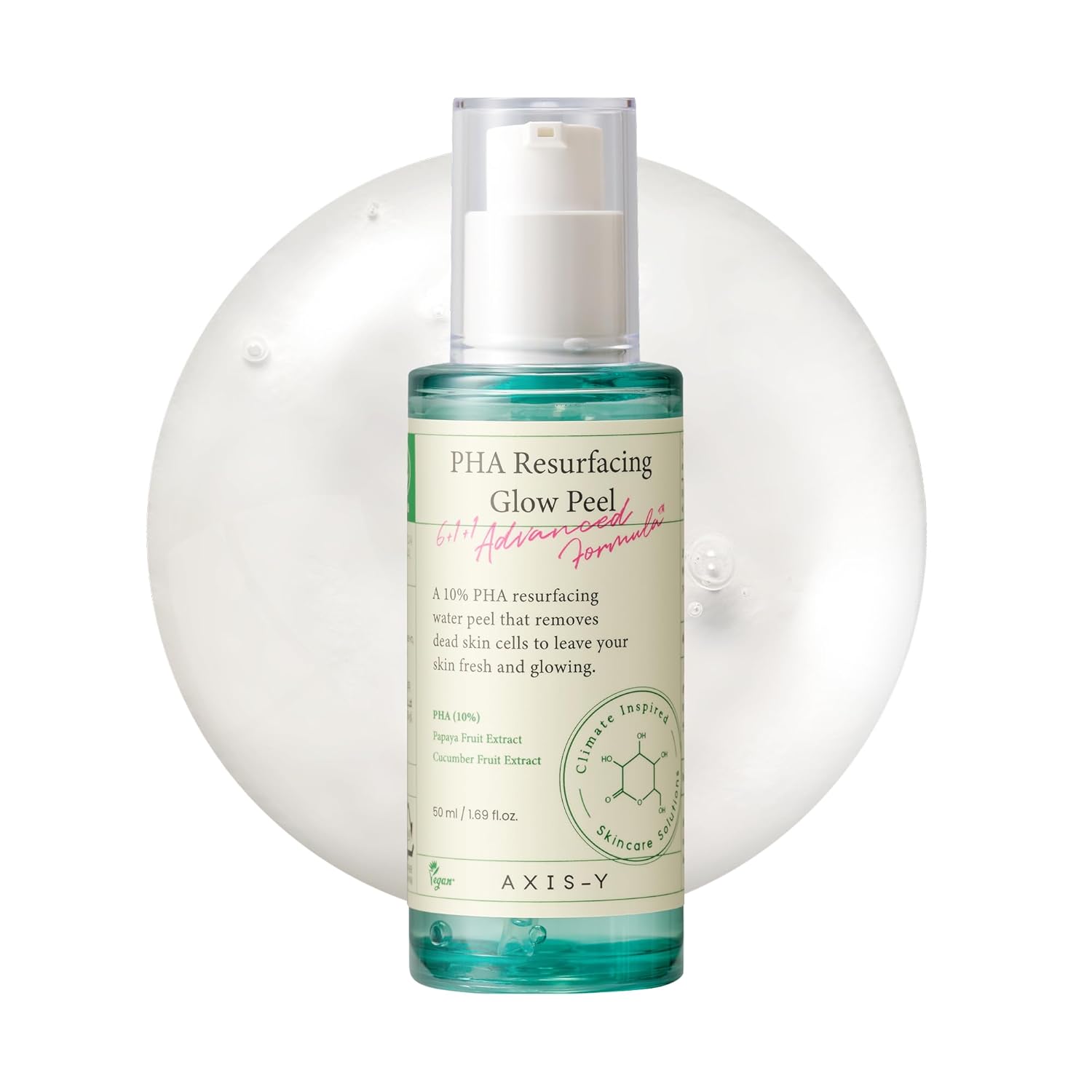 AXIS-Y PHA Resurfacing Glow Peel - 10% PHA Fruit Extract Mild Peeling Gel Exfoliator Pore Minimizer for Face - Vegan Korean Skin Care Glass Skin Face Peel - 1.69 fl. oz.
