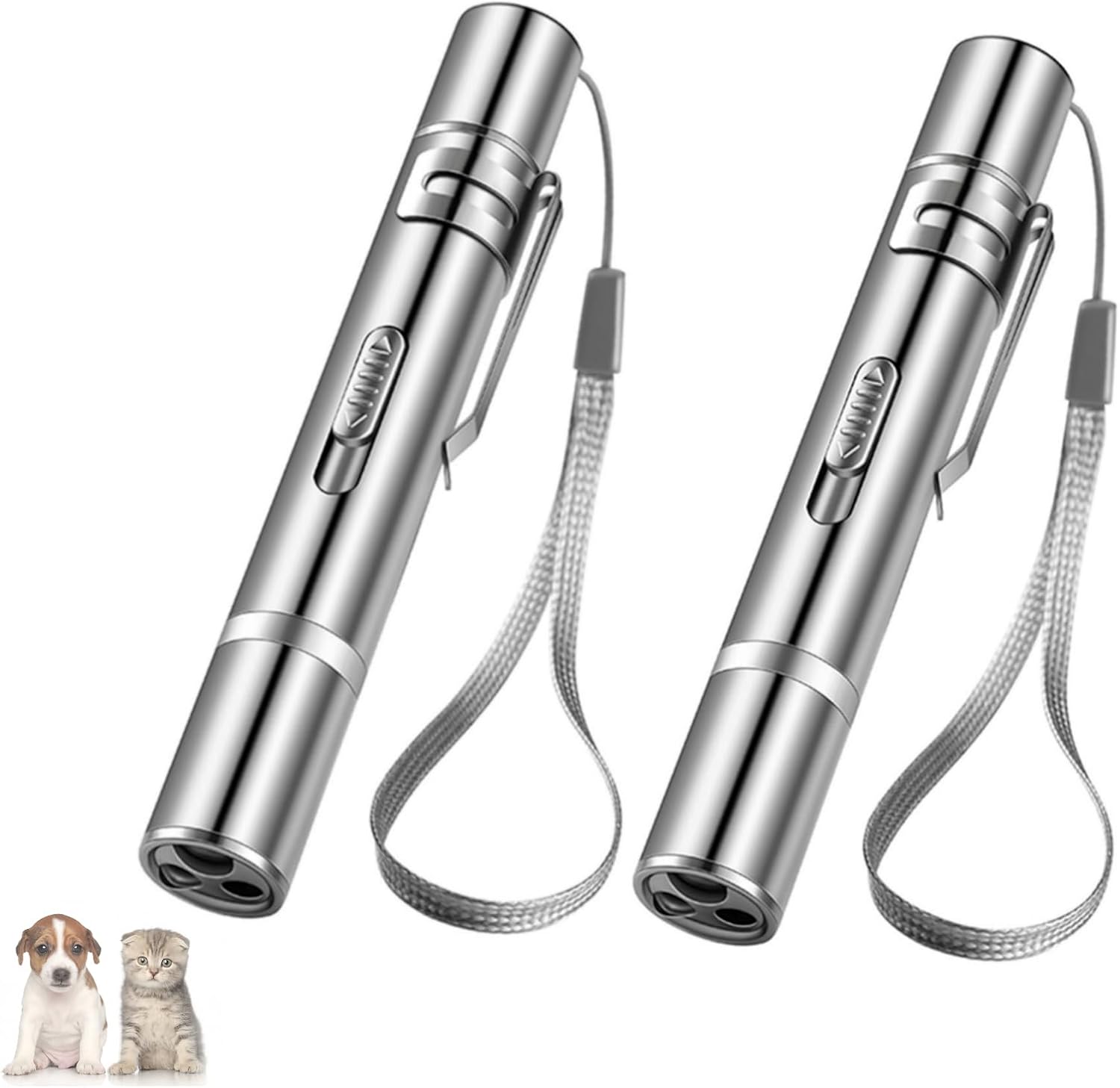 Cat Toys Interactive for Indoor Cats Kittens Exercise, Chase Training & Scratching USB Rechargeable 7-in-1 Electric LED Interactive Cat Toy 2-Pack