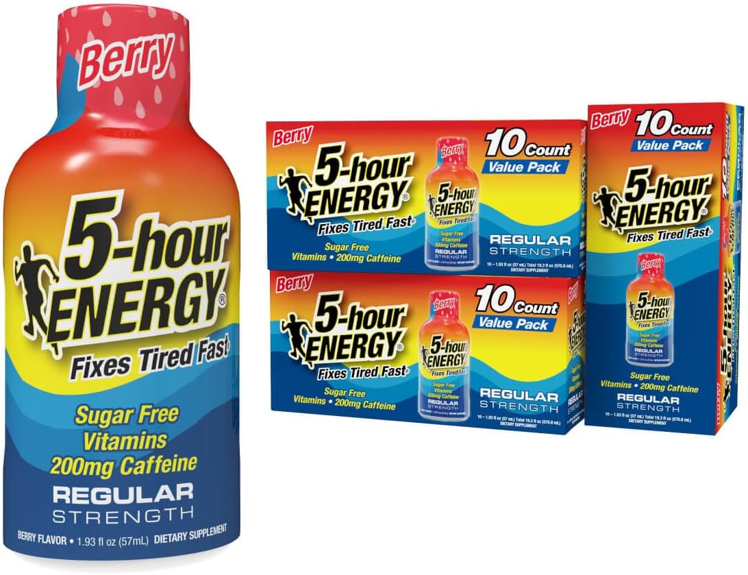 5-hour ENERGY Shots Regular Strength, Berry Flavor - 30 Count