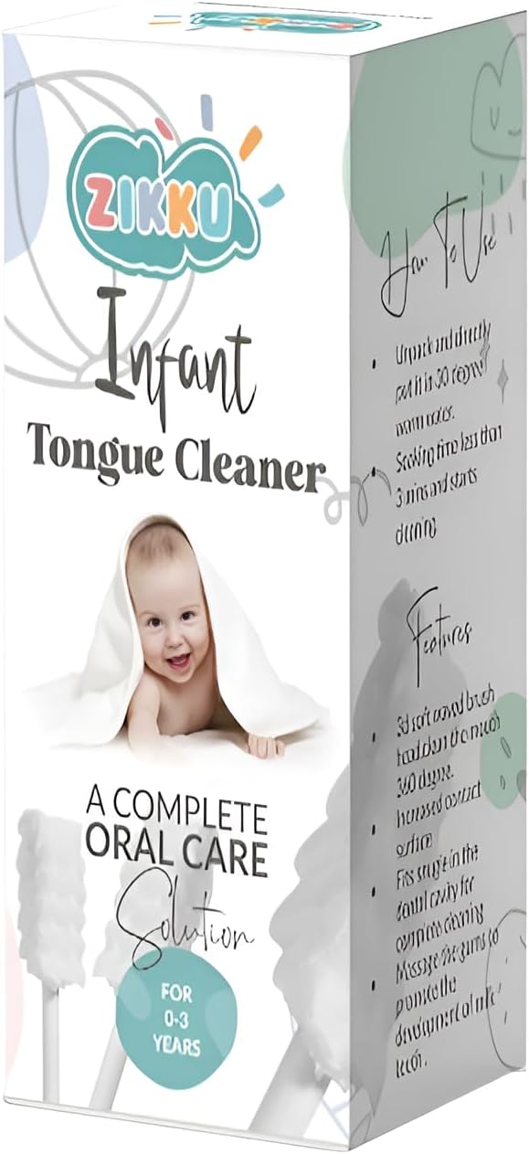Zikku Baby Tongue Cleaner (15 Pcs) for 0-12 Months, Soft and Safe Infant/Baby Tongue Cleaner, For Removing Milk Strains and Food Pieces, Gentle Oral Care for Newborns Babies, BPA-Free, Easy-to-Use